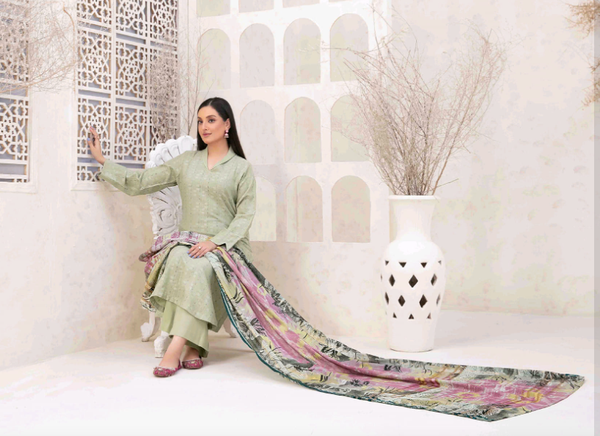 Shahid Tawakkal New Fancy Sitara Leather Peach with Digital Printed Leather Peach Shawl Collection 2024