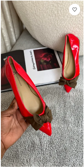 Coreen red patent flat shoe with