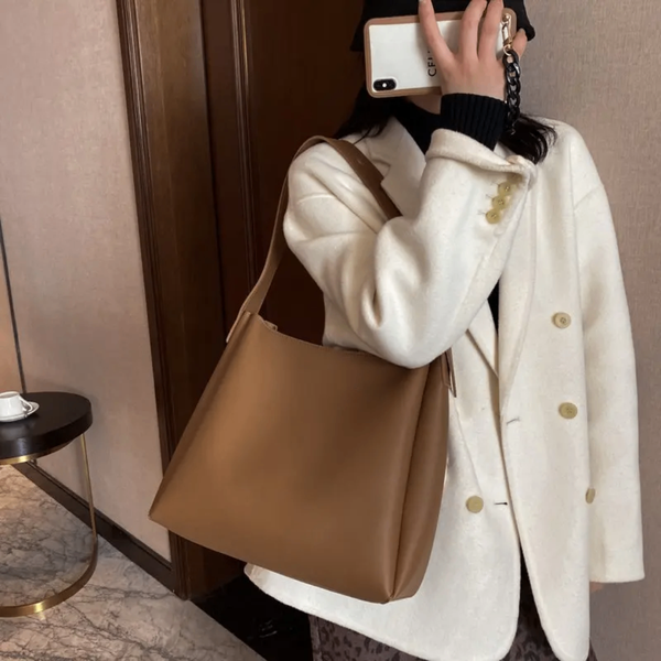 Sac cabas en cuir marron