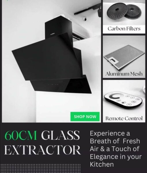 60cm kitchen extractor hood with inbuilt carbon filters
