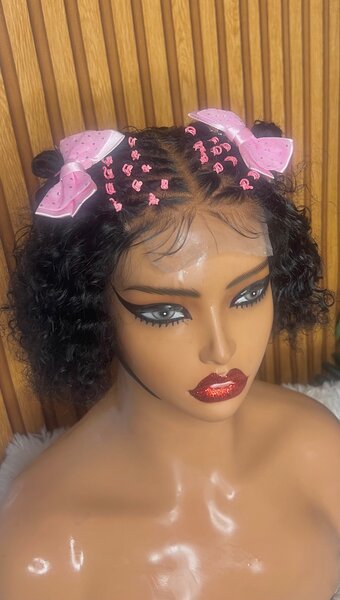 Wet curls closure wig