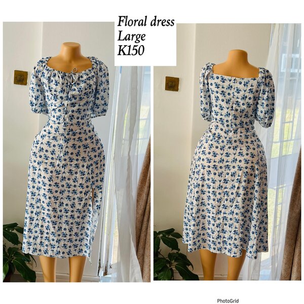 White floral dress in size L