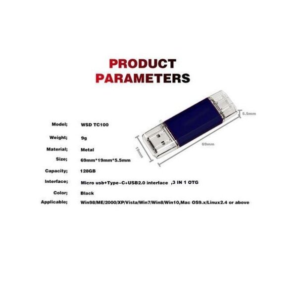 Clé USB 128Go 3-en-1 OTG