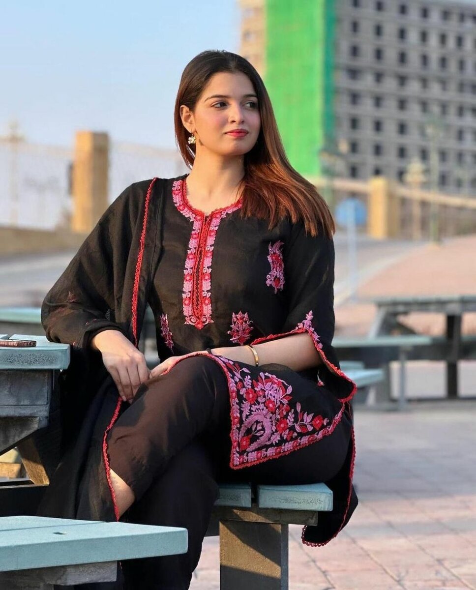 2 pcs women's Stitched khadi net Embroidery shirt & Trouser