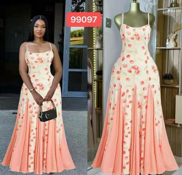 Robe élégante pêche femme