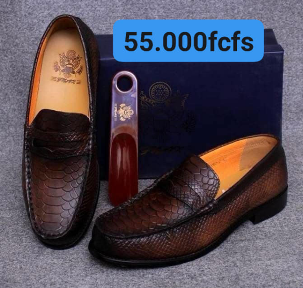 mocassins en cuir marron cuir de crocodile