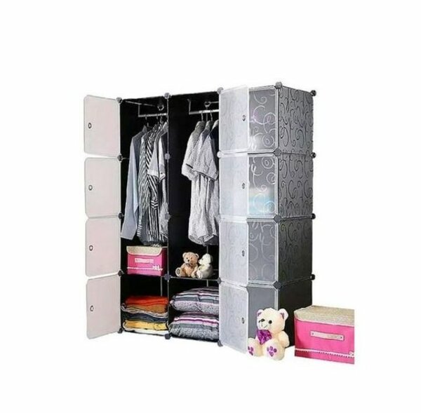 12 Cubes Plastic Wardrobe - Black/White