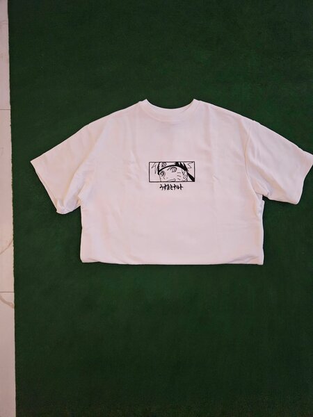 White naruto embroided Tee ( pull and bear)