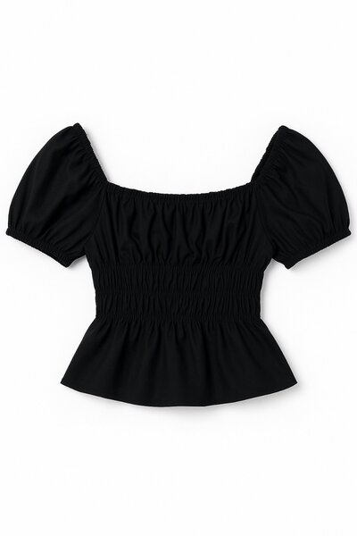Haut noir manche bouffante