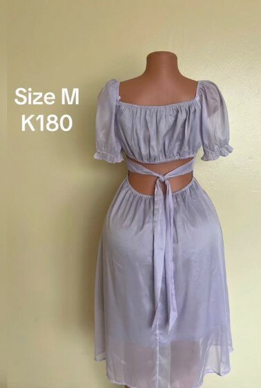 Dress gray, fitted, lantern sleeve