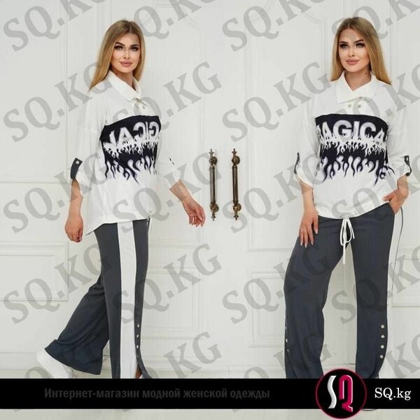 Комлект из мягкого трикотажа лапши серого цвета