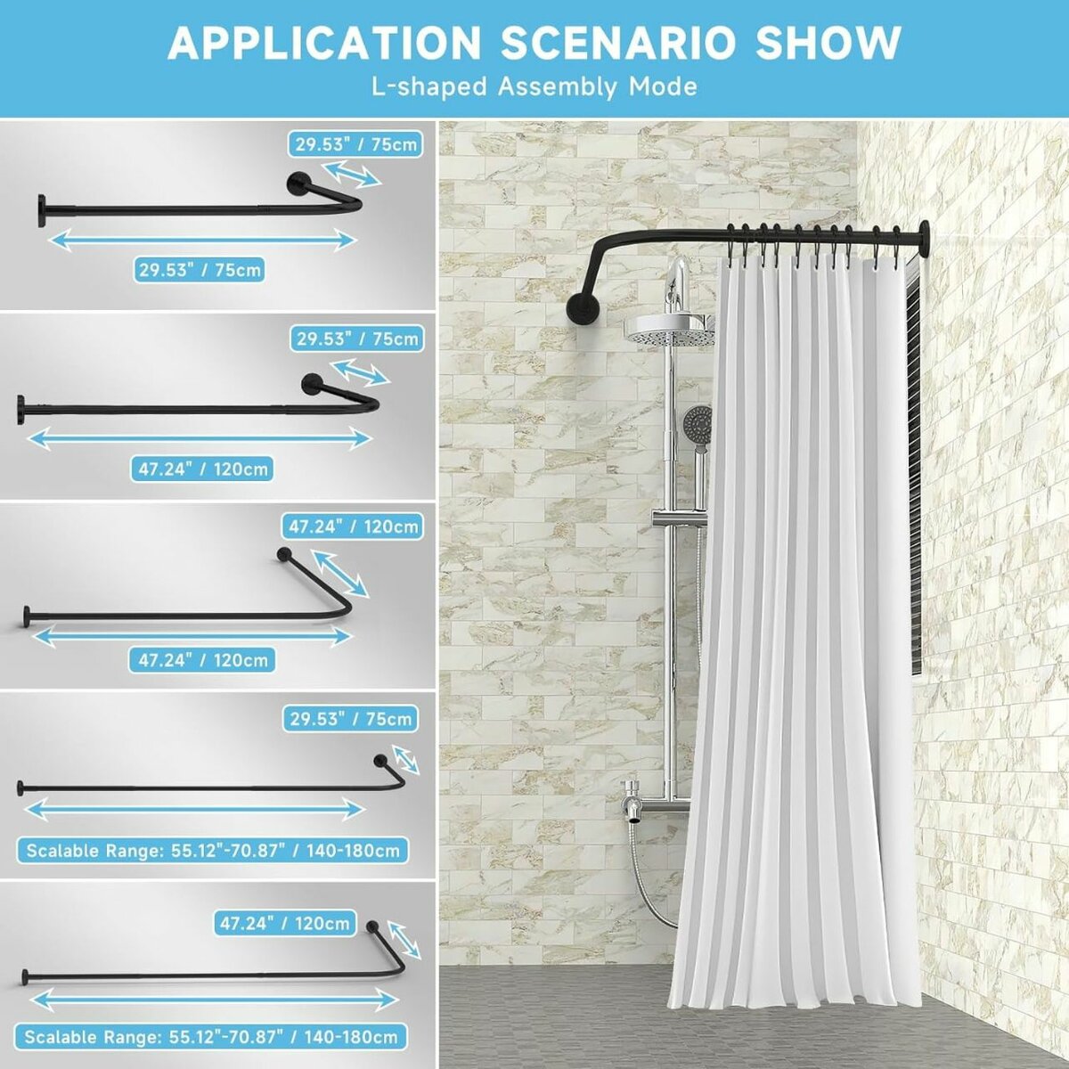 Multi purpose bathroom curtains rods