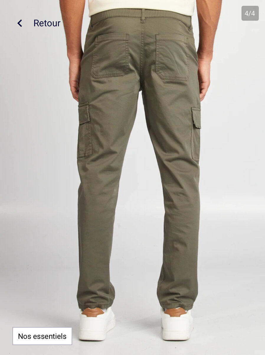 Pantalon cargo kaki homme