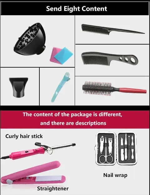 Sèche cheveux avec tous ces accessoires