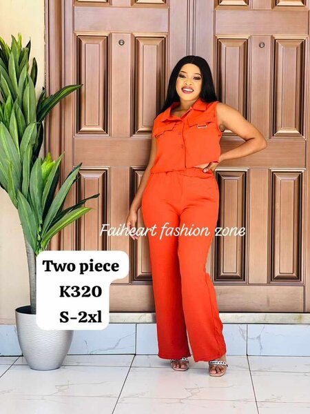 Women's orange suit, short-sleeved shirt and pants S-2xl