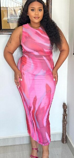 Pink Mesh Maxi Dress S&M