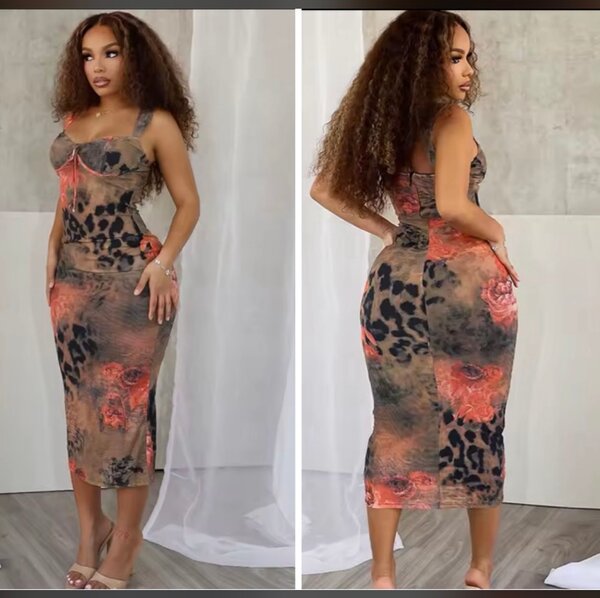 Robe Midi Imprimé Léopard Femme