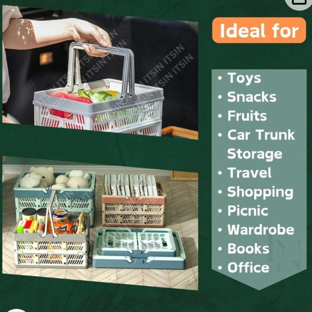 Multipurpose Portable Storage Basket  Shopping Crate