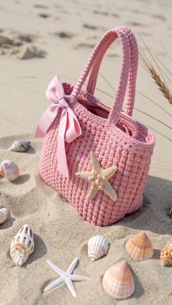 Sac de plage rose élégant