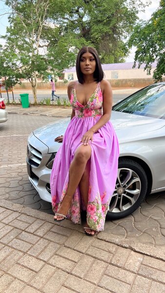 Purple floral cut out maxi dress