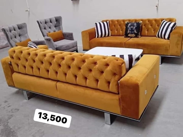 set of gray-orange furniture