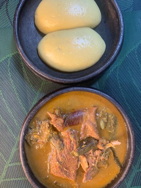 Foutou + sauce gouagouassou