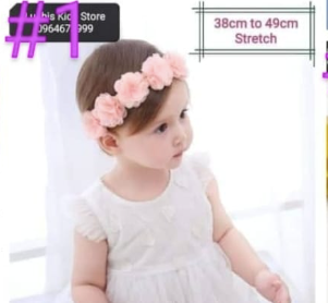 Baby Girls' Pink, Elastic,Floral Headband 
