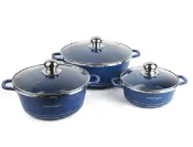A set of blue cauldron