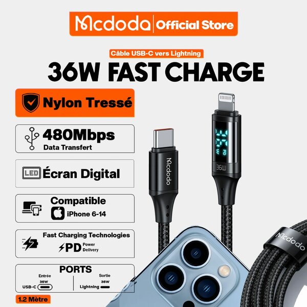 Câble USB-C Lightning 36W Mcdodo