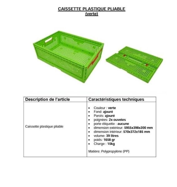 Panier plastique pliable