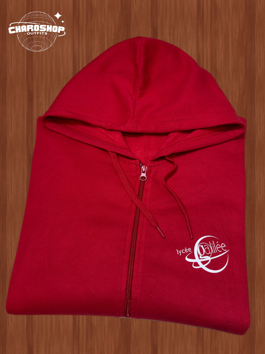 Sweat à Capuche Rouge Zippé