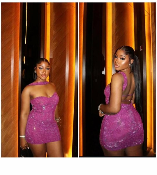 Robe élégante à paillettes roses