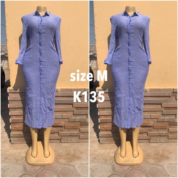 Shirt dress, light blue, maxi, size M
