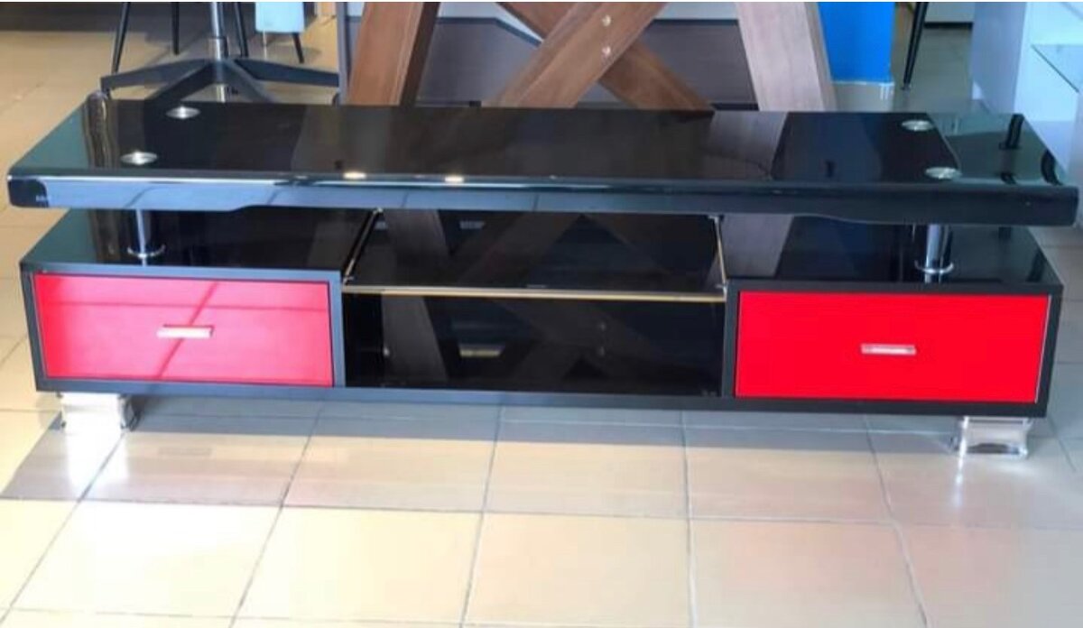 Meuble TV moderne noir rouge
