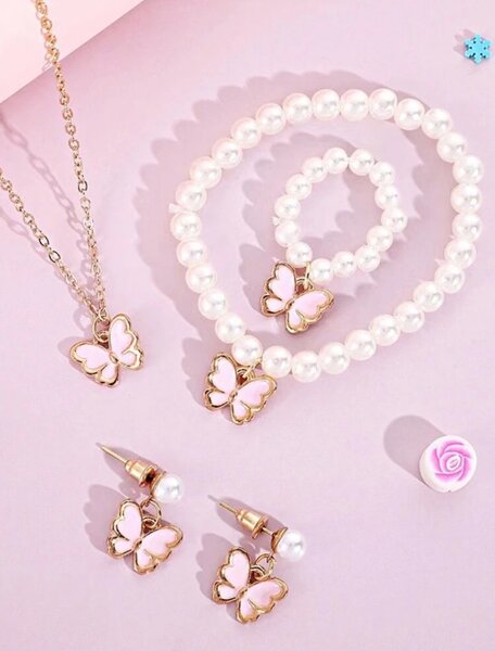 5pcs Baby Girl Butterfly Pendant. Pink and Purple