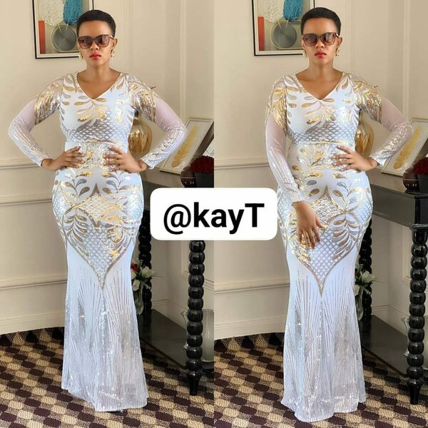 White and Gold Long Dress