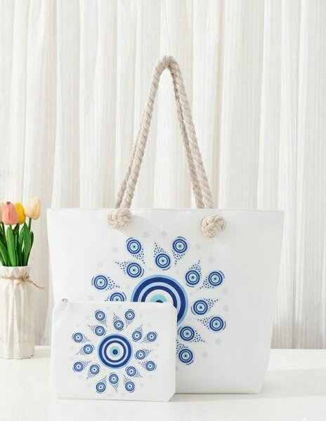 Sac fourre-tout floral bleu