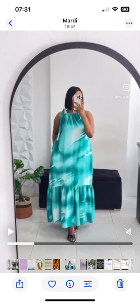 Robe longue fluide turquoise
