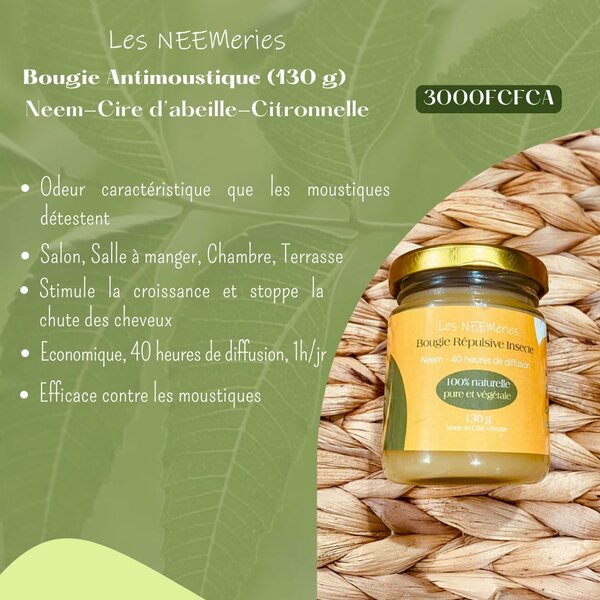 BOUGIE RÉPULSIVE INSECTE NEEM-CITRONNELLE