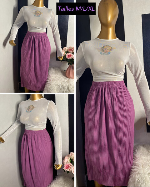 Jupe mi-longue fleurie M/L