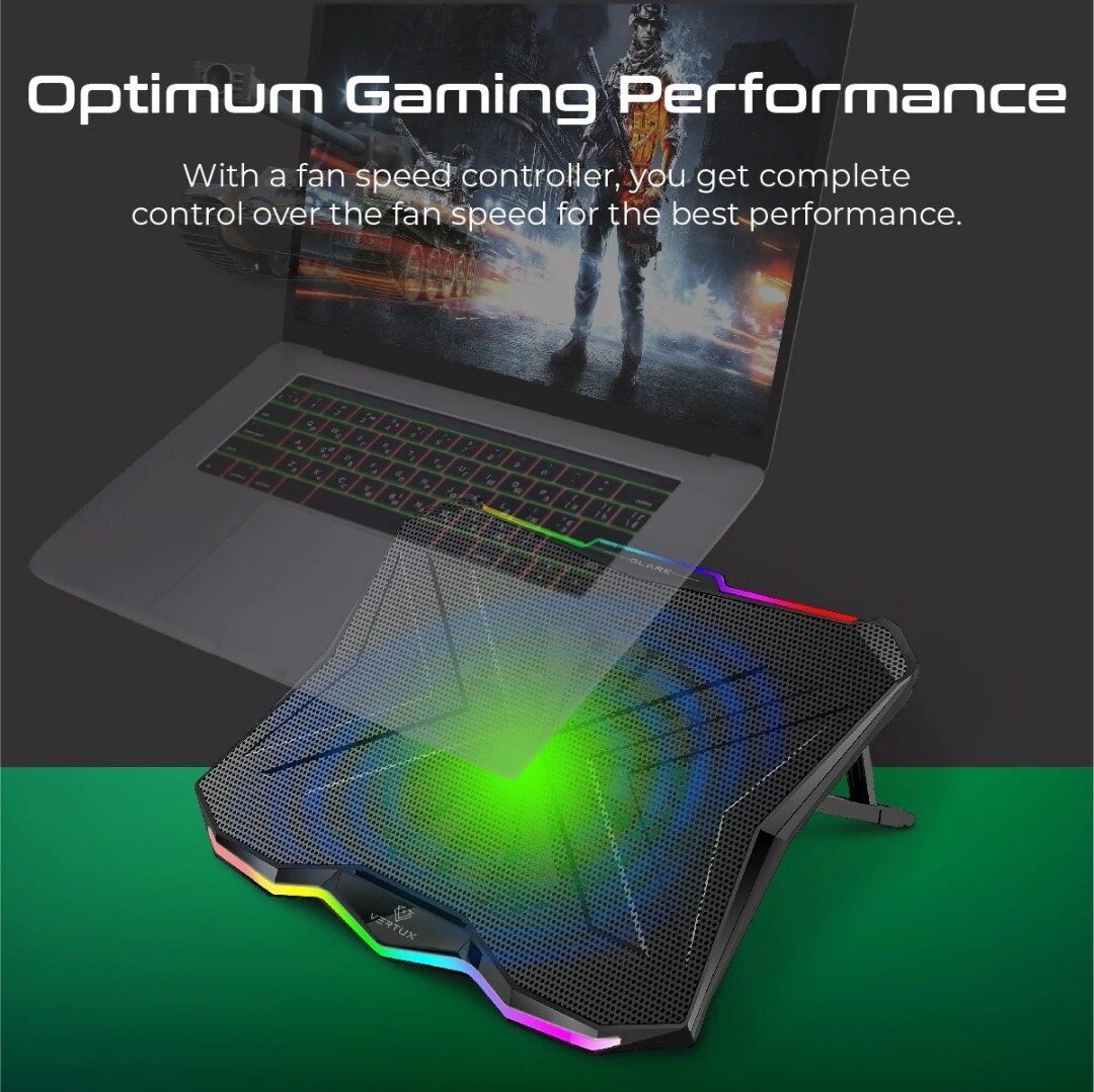 Vertux Quiet cooling Laptop Stand with Rainbow LED Lights