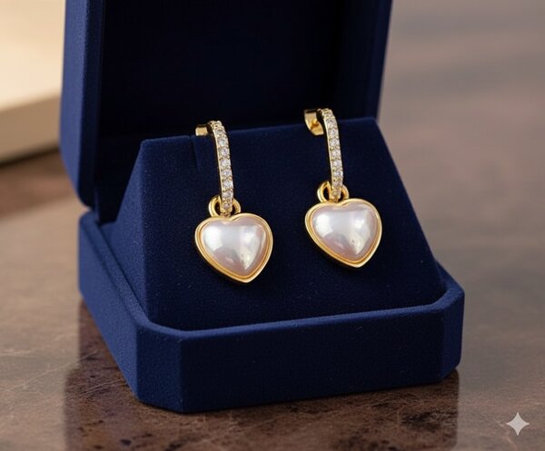 Boucles d'Oreilles Cœur Perle