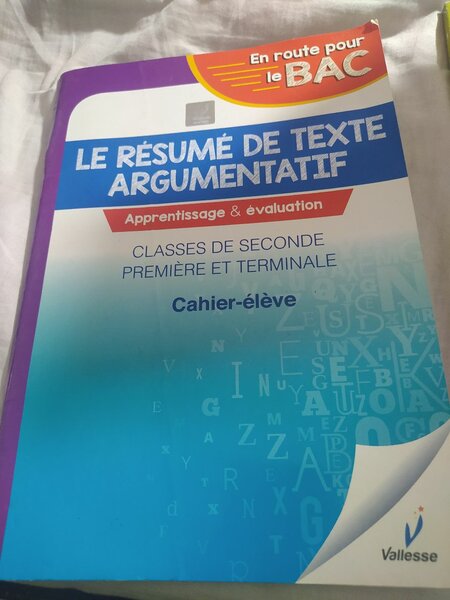 Cahier de Résumé de Texte Argumentatif