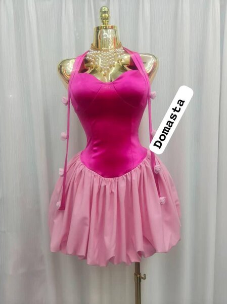 Robe de soirée dos nu rose