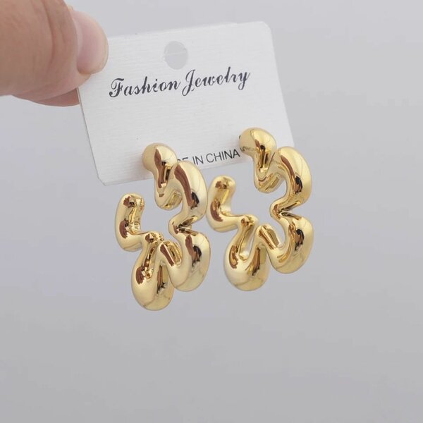 Gold flower hoops