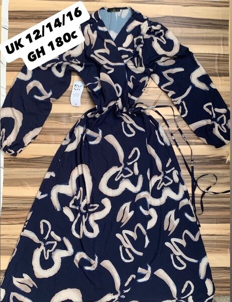 Blue black wrap dress