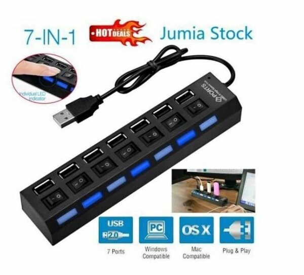 Hub USB 7 ports avec interrupteurs