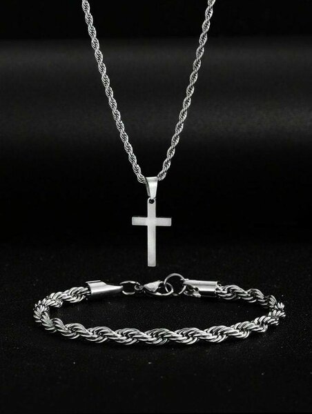Collier croix argent homme