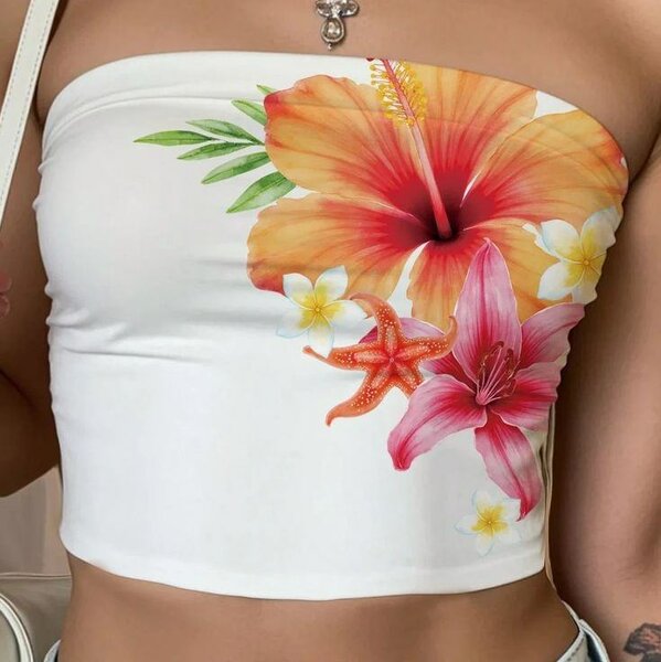 Top Bandeau Fleuri Été