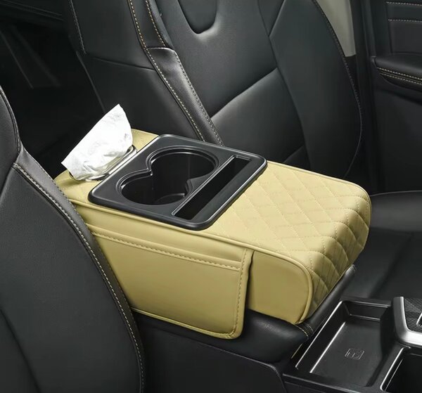 Accoudoir en cuir avec porte-gobelets